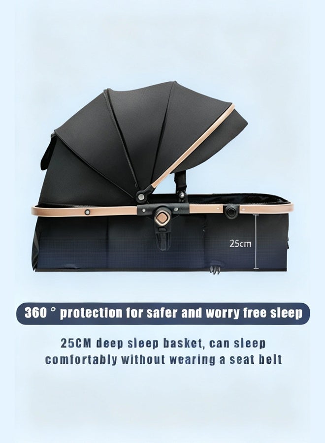 جورفنت عربة أطفال خفيفة الوزن وقابلة للعكس مع صينية طعام مجانية وحامل أكواب، قابلة للطي السريع، مناسبة للأعمار من 0 إلى 6 سنوات، إطارات EVA مضادة للانزلاق ومقاومة للثقب، سعة تحميل 60 كجم، عربة سفر سوداء - Image 5